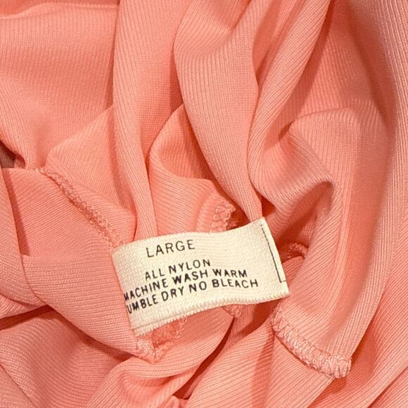 Vintage Shadowline Robe Large Peach Silky Button Lace Nightgown Knee Length - Picture 6 of 9